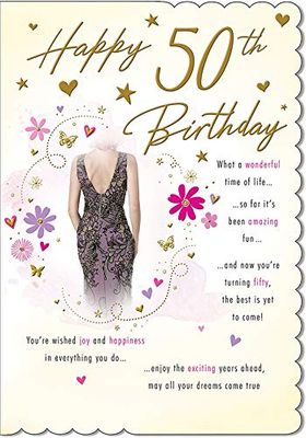 Piccadilly Greetings Traditional Milestone Birthday Card Age 50 F - 9 x 6 inches