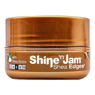 Ampro Shine-n-Jam Shea Edges - Infused with Shea Butter and Silk Protein to Moisturize Hair - Great for Taming Fringe, Ponytails, and Updos - Firm Tresses with Non-Greasy Shine - 2.25 oz