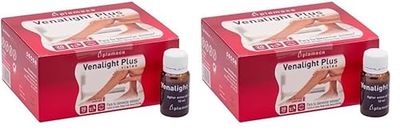 PLAMECA - Venalight Plus 20 Viales bebibles, Favorece el Bienestar Venoso y la Salud Cardiovascular, Incluye Vitamina C, Vid Roja, Mango Verde, y Castaño de indias, sin Gluten o Lactosa (Paquete de 2)