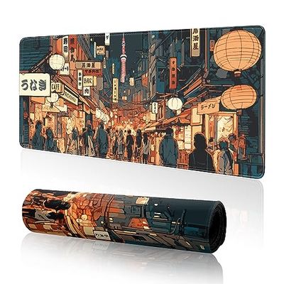 Japanse gaming muismat grote bureaumat, anime muismat gaming bureauonderlegger Kawaii toetsenbordkussen, 31,5 x 11,8 cm verlengde muismat XL anime-muismat voor bureau muismat met antislip basis en