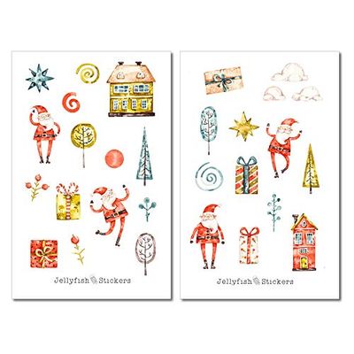 Set di adesivi natalizi di Babbo Natale | Adesivo per il diario | Adesivo per l'agenda | Adesivo di Natale | Adesivi di Natale | Vacanze, Inverno, Adesivo di Natale