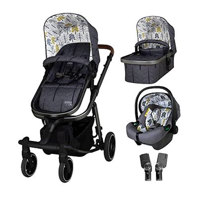 Cosatto Giggle Trail 3 in 1 Travel System - Geboorte tot 20 kg - Mutli Terrain Banden - Inclusief iSize Autostoel & Adapters & Bijpassende Regenhoes (Fika Forest)