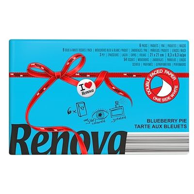 Renova Lot de 6 mouchoirs de poche Red Label Bleu