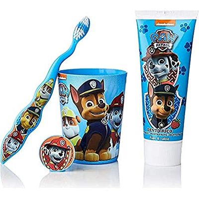 Cartoon Patrulla Canina, Neceser infantil, Dentífrico + cepillo dental + vaso, Diseño divertido