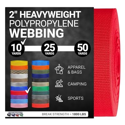 Strapworks, Cinghia in polipropilene pesante e resistente, per riparazioni di attrezzature fai da te e attività all'aperto, 5,1 cm x 9,14 m, rosso