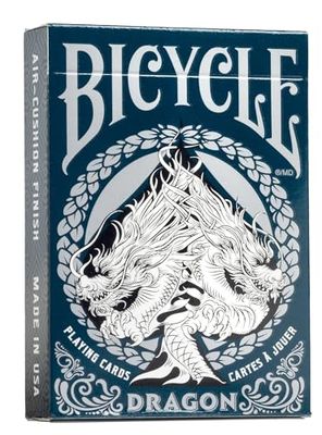 Bicycle - Jeu de 54 cartes à jouer - Collection Ultimates - Dragon - Tours de magie - A partir de 6 ans, Bleu et Argent