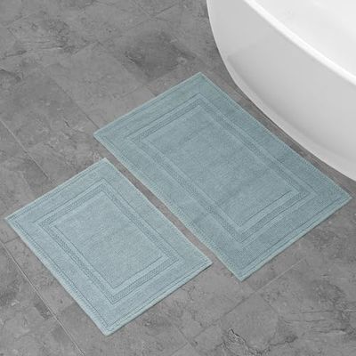Jean Pierre – Tapis de Bain Stonewash Racetrack | Coton | Décoration de Salle de Bain de qualité supérieure | Lavable en Machine | Très Absorbant | Lot de 2 | Mesure 43,2 x 61 cm et 53,3 x 86,4 cm