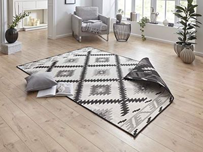 Bougari Malibu In- en Outdoor omkeerbare tapijt Malibu 120x170 cm zwart-crème