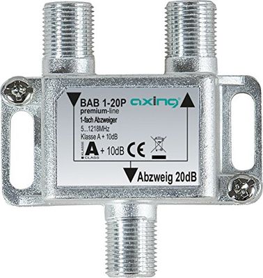 Axing BAB 1-20P 1-voudige aftakking 20dB kabeltelevisie CATV Multimedia DVB-T2 Klasse A+, 10dB, 5-1218 MHz metaal