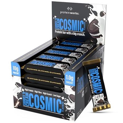 The Big Little Bar - High Protein Bar, Low Sugar, High Fibre, GMO Free - Cookies 'n' Cream Cosmic Flavour - 20 Pack - Protein Works