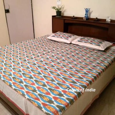 Ikat Bedcover, Cotton Bedding Set, Queen size Bedding, Bedspread Throw, FREE SHIPPING