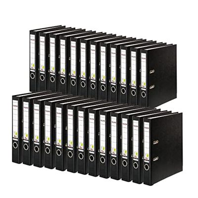 Exacompta - Réf 09984170007F - Classeurs à Levier en PP Vegan - Convient pour documents A4, Dos 50 mm, Trou Doigt Métal - Noir - Lot de 25