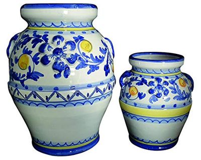 ORCIO BAROCCO IN CERAMICA DI VIETRI, REALIZZATO E DIPINTO A MANO; ALTEZZA CM. 20, DIAMETRO DELLA PANCIA CM. 17 ANFORA GIARA VASO TERRACOTTA COTTO