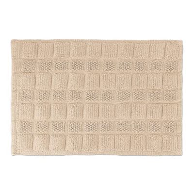 Relaxdays Cotton, 60 x 40 cm, Non-Slip, Washable, Bath Mat, Rectangular, Beige