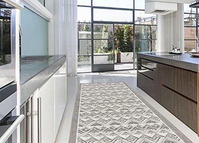 BIANCHERIAWEB Matta Kitchen Körfält Retro Halkfria Ritningar Nya Olika Fantasier Av Suardi 55x115 Luxor Grå