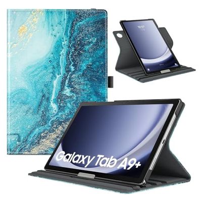 TiMOVO Roterende hoes voor Samsung Galaxy Tab A9+/A9 Plus 11 Inch 2023, 90 graden roterende standaard, ondersteuning Auto Wake Sleep voor Galaxy Tab A9+ Tablet SM-X210/X216/X218, verguld