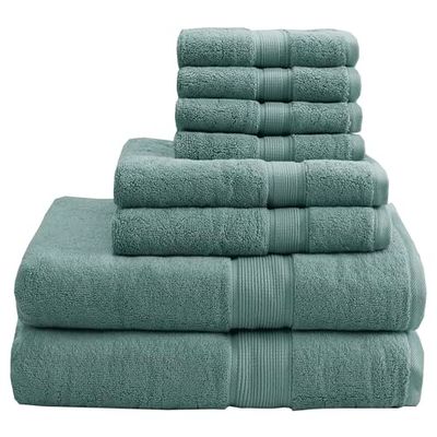 MADISON PARK SIGNATURE Set di Asciugamani Lusso in 100% Cotone, 800 g/m² Altamente Assorbente, ad Asciugatura Rapida, qualità alberghiera e Spa per Il Bagno, Verde Polvere, Multi-Sizes
