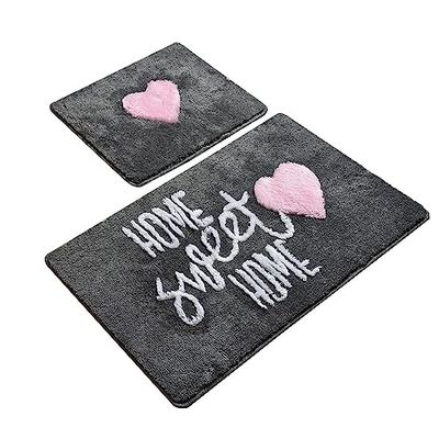 Set de tapis de bain (2 pièces) home sweet home fond gris foncé