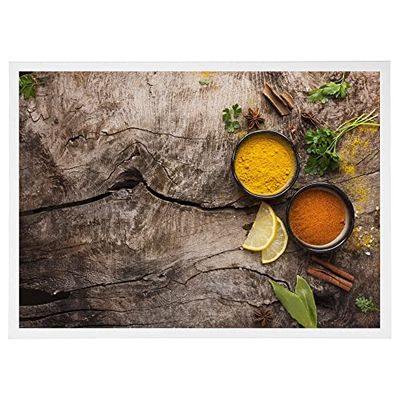 Arterby's® - Premium Poster Quadro Cornice Tela Canvas Dipinto Mood - Illustrazione Poster Spezie Colorate Cucina - Made in Italy - HD Poster con Cornice Semplice Bianca 40x50 cm B001 D0017