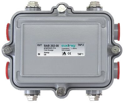 Axing BAB 202-08 BK-2-voudige aftakker voor buiten, met 8 dB aftakdemping
