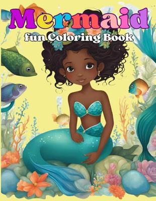 Mermaid Coloring Book Pages: Undersea Illustrations for Your Young Black Mermaid