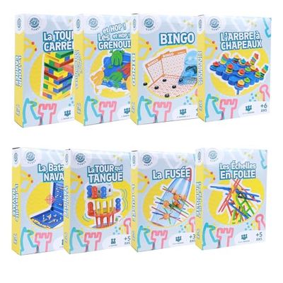 FLYPOP'S - Confezione da 54 Giochi di Viaggio - Gioca a Più - 141925PA - Modelli Casuali - Plastica - Giochi da tavolo - Bambini - Adulto - Regalo - Compleanno - 20 cm x 15 cm - Da 3 Anni