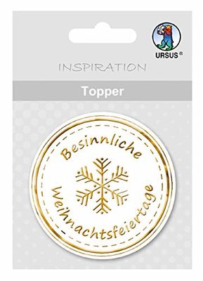 Ursus- Topper per Festa di Natale, 8 Pezzi, Bianco/Oro, 56700013