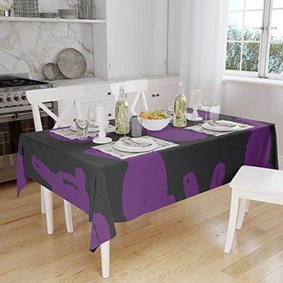 Bonamaison Tafelkleed, Anti-Mold, Sneldrogend, Waterdicht, 100% Polyester Tafellaken, Paars, zwart, 140 x 160 Cm - Ontworpen en Vervaardigd in Turkije
