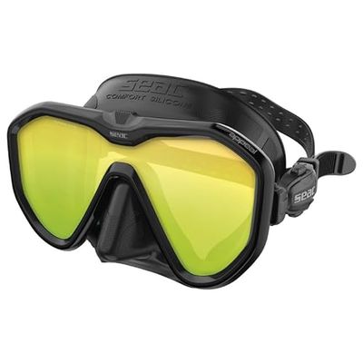 Seac Appeal, máscara de Buceo de Lente única Made in Italy con Hebilla 3D Directamente en la Falda, Negro/Naranja, Narrow