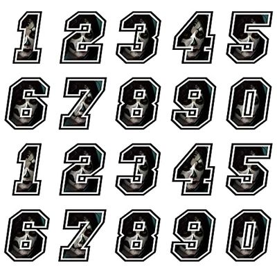 GamesMonkey Kit Adesivi Numeri Gara 20PZ Gara Cross Pista Auto Moto Stickers (14 cm, Donna Teschio)