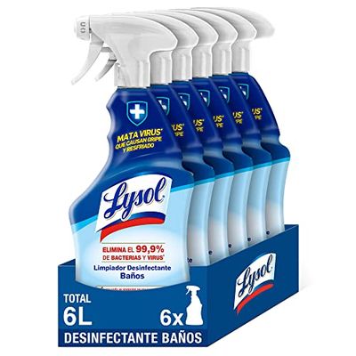 Lysol - Limpiador Desinfectante Antical Baño, mata virus y bacterias sin lejía, aroma frescor marino - pack de 6 x 1 L, total 6L