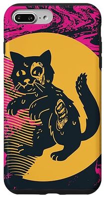 Spooky Cat Fun Halloween Esqueleto gótico Funda para teléfono Carcasa para iPhone 7 Plus/8 Plus