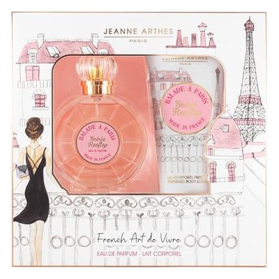 JEANNE ARTHES - Coffret Cadeau pour Femme - French Way of Life Balade à Paris - Eau de Parfum 100 ml + Lait corps 150 ml - Parfum Jasmin Patchouli - Fabriqué en France à Grasse
