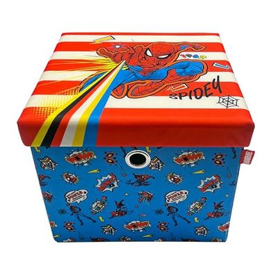 Spider-Man Coffre de Rangement Ottoman Pliable carré avec Couvercle pour Enfants, Repose-Pieds, Peut Supporter Jusqu’à 30 kg