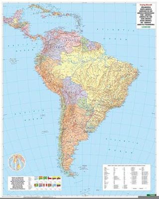 South America Map Flat in a Tube 1:8 000 000