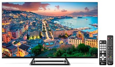 TELE System TV PALCO32 FL13 - Design Frameless, Doppio Tuner Terrestre e Satellitare, H.265/HEVC 10bit - Centinaia di Canali HD Italiani ed Esteri - Telecomandi Standard e Facilitato per Anziani