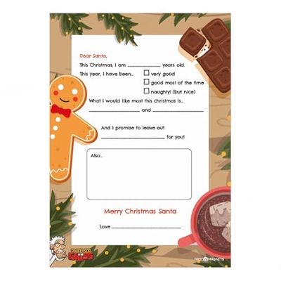 FIRST4MAGNETS MagFlex® A4 Christmas Wishlist for Kids, Boy, Girl, Children, Christmas, Xmas, and Fun - Gingerbread Man