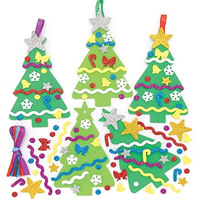 Baker Ross Christmas Tree Mix and Match Decoration – Pack of 8, Kids Make Your Own Christmas Decoration, Christmas Bauble Arts and Crafts (FE880)