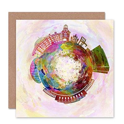 Wee Blue Coo Wenskaart, motief: Little World City Skyline, Genev, Zwitserland, cadeau