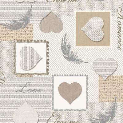 Douceur d'Intérieur Rouleau de Toile Cirée (RLX 1,40mx20m) Lovy Naturel, PVC Imprimé