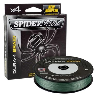 Spiderwire Tresse de Pêche Dura 4 Green 0.35mm 150m Ligne Multibrins PE Dyneema Bobine Spinning Carpe Mer