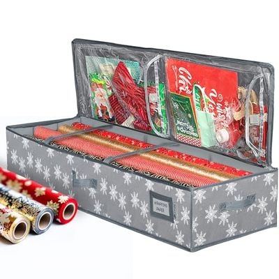 Organiseur de rangements de Noël pour papier d'emballage, sacs cadeaux, rubans, nœuds, 600D