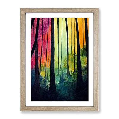 Forest Colours No.5 Framed Print for Living Room Bedroom Home Office Décor, Wall Art Picture Ready to Hang, Oak A2 Frame (64 x 46 cm)