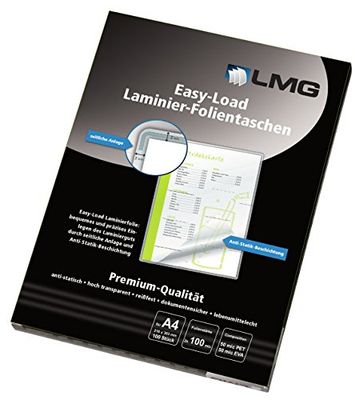 LMG lmge di plastificazione A4 – 100 fogli Easy entry A4, 216 X 303 mm, 2 X 100 Mic, 100 pezzi
