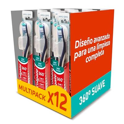 COLGATE - Spazzolino da denti Colgate 360 Deep Clean - Filati morbidi - Set di 12 spazzolini da denti