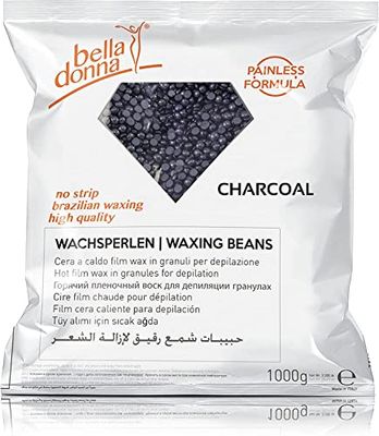 Bella Donna Perle di cera "Charcoal" da uomo per depilazione senza strisce, zero fastidio, 1000 g, formula flessibile e cremosa