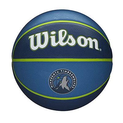 Wilson Pallone da Basket NBA TEAM TRIBUTE BSKT, Utilizzo Outdoor, Gomma, Misura 7, Blu/Blu Scuro (Minnesota Timberwolves)