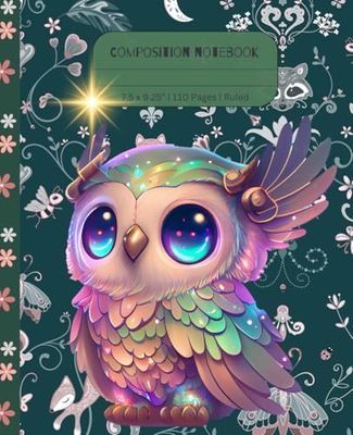 Mystic Owl Composition Notebook: 7.25 x 9.5” | 110 Pages | Ruled Paper | Great for School Subject Note-taking or Personal Journal / Diary