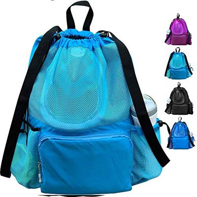 ButterFox Zwemmen Materiaal Mesh Bag Drawstring Swim Gym Beach Rugzak Met Gescheiden Waterdichte Droge Compartimenten, Droge en Natte Scheiding, Lichtblauw, L, Duurzaam