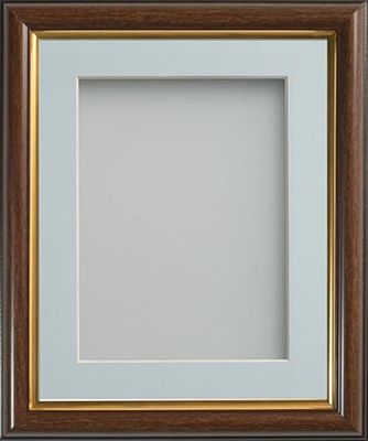 Frame Company Eldridge Mahogany Photo Frame with Light Blue Mount, 10x8 for 6x4 inch, fitted with perspex